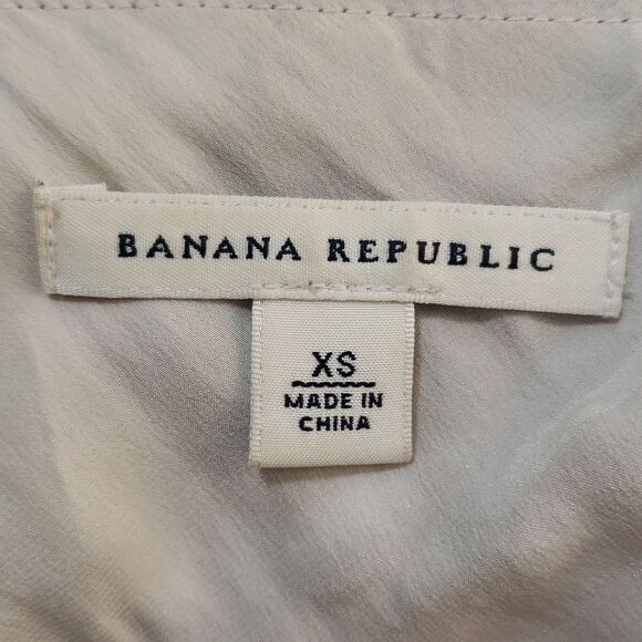 BANANA REPUBLIC Silk Wrap  Dress Black Brown Abstract Short Sleeve Surplice Neck - Picture 13 of 13